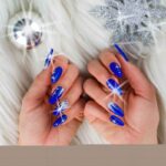 Baby Blue Nails with Glitter Short