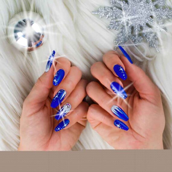 Baby Blue Nails with Glitter Short