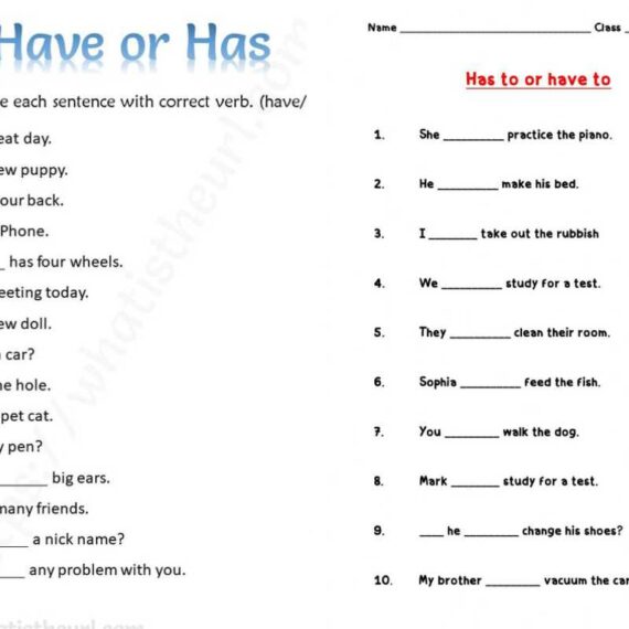 Was Were Worksheet for Class 2