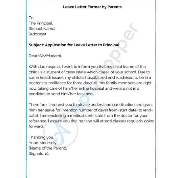 leave application for school from parents