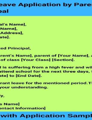Leave Application for School from Parents