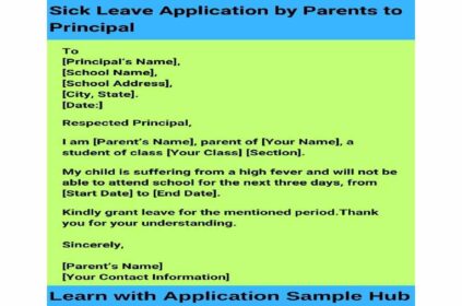 Leave Application for School from Parents